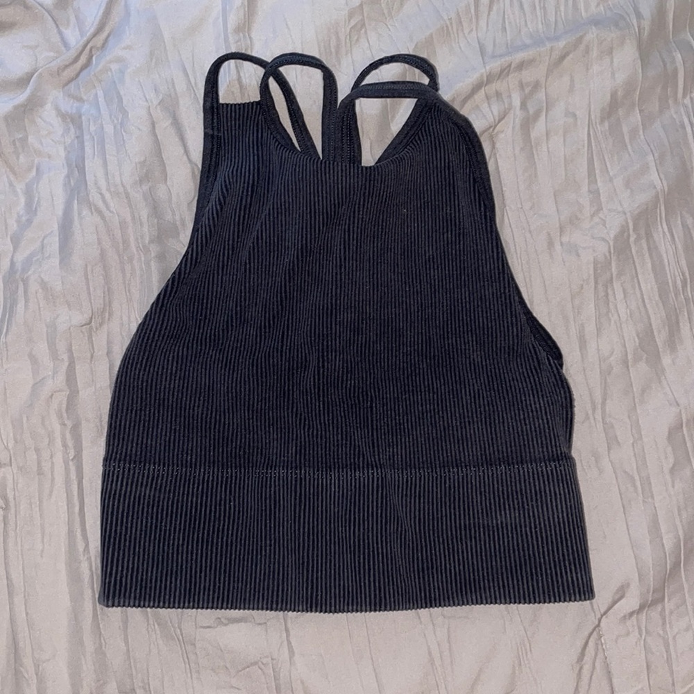 Gilly Hicks Ribbed High Neck Crop Top